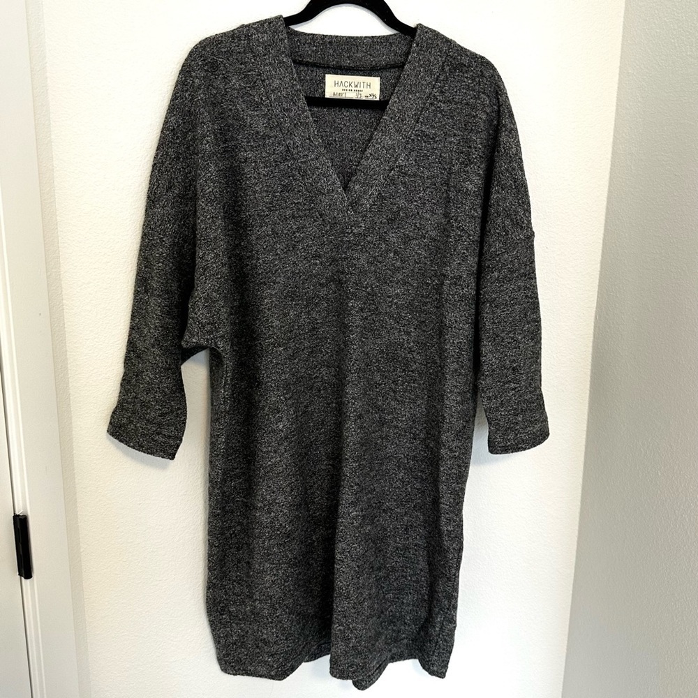 Hackwith Design House V Neck Caftan Lagenlook Dress Size XS/S Women’s Gray